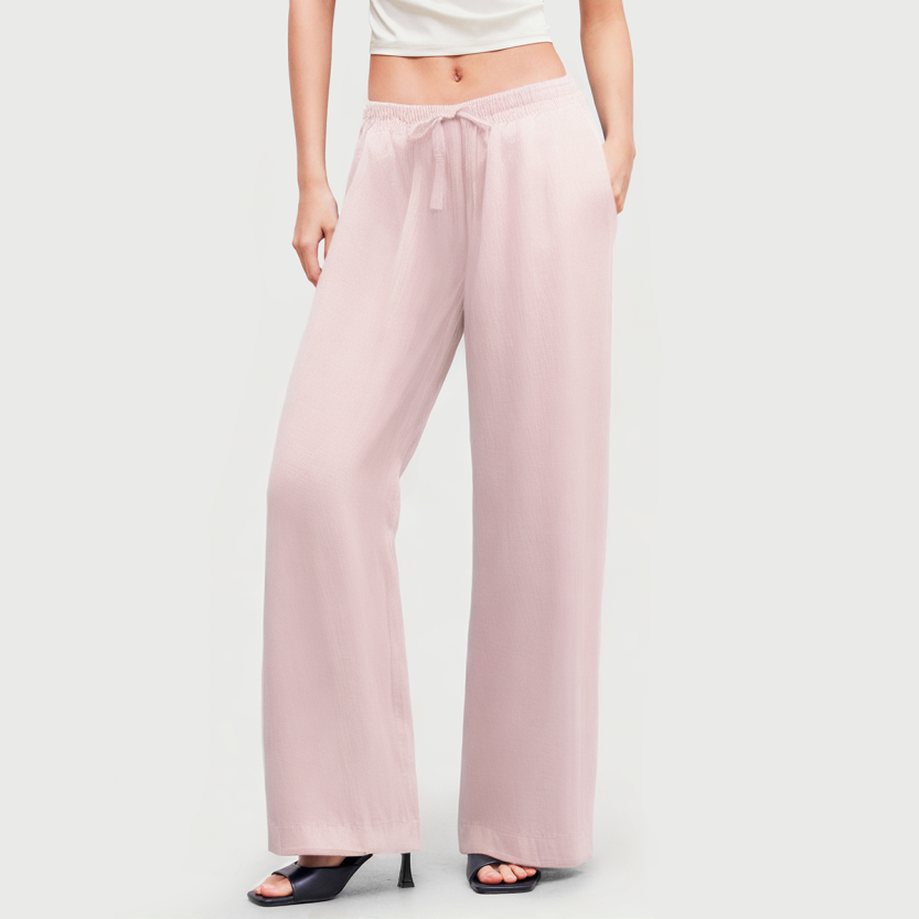 Loose and simple high waist wide leg casual pants