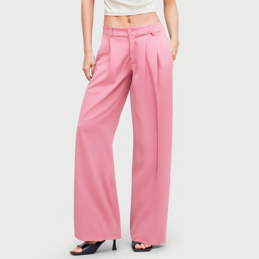 High waist pleated zipper waist temperament casual pants