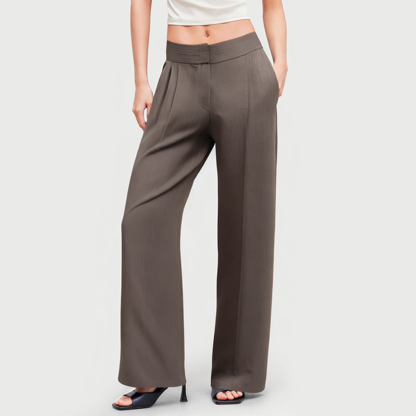 Temperament pleated wide-leg high-waist simple casual pants