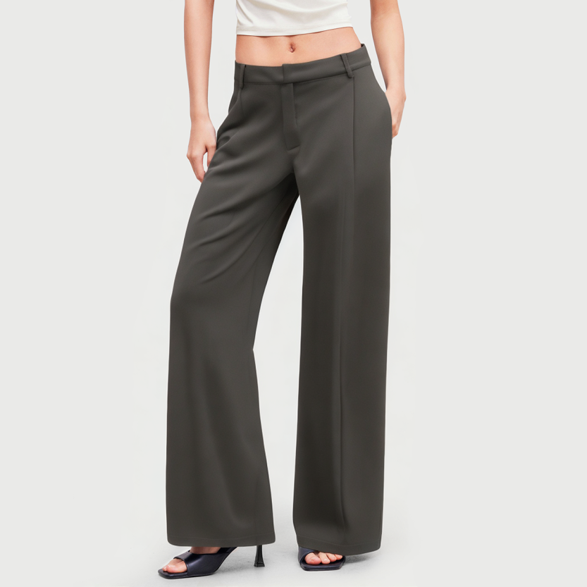 Solid color pleated fashionable casual trousers