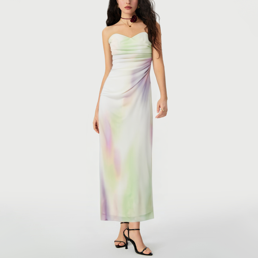 Fashion slim fit printed chiffon sling dress