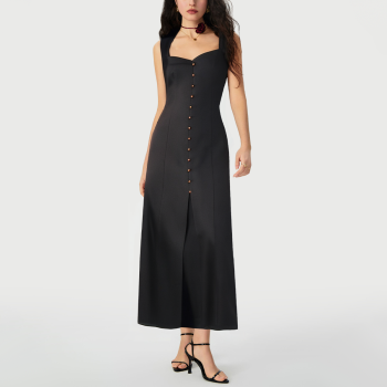 Simple solid color square neck sleeveless summer casual dress
