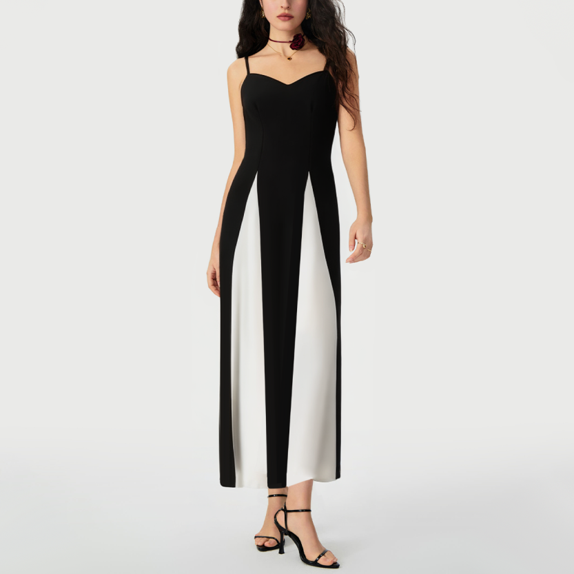 Color contrast sleeveless camisole dress
