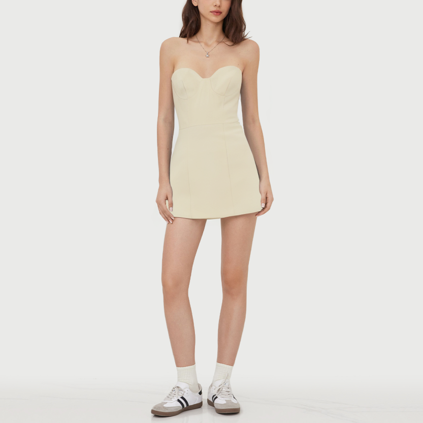 Vintage style strapless sleeveless mini dress