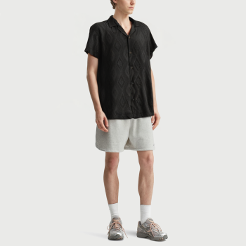 Fashion loose jacquard lapel short sleeve shirt