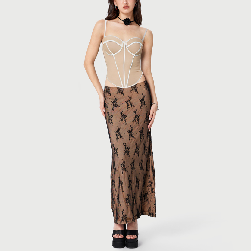 Airy tulle strapless bodycon top