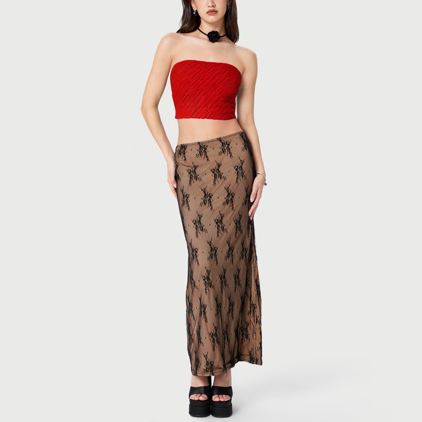 Fashion solid color strapless woven short bra vest