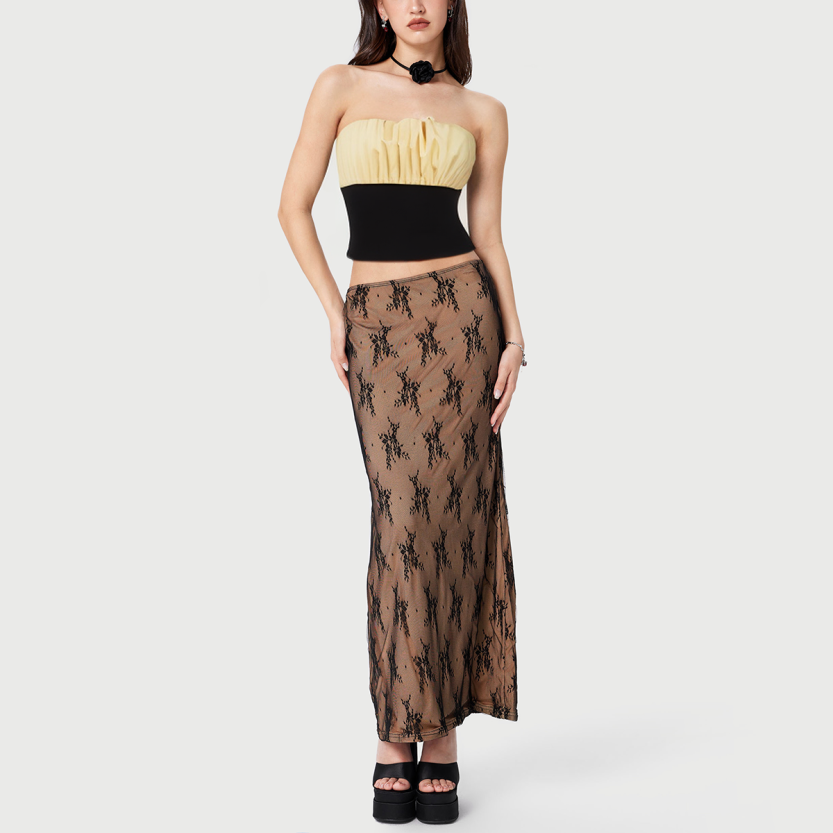 Sleeveless strapless off-the-shoulder bandeau top