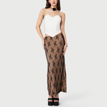 Elegant lace-up V-neck bodycon top