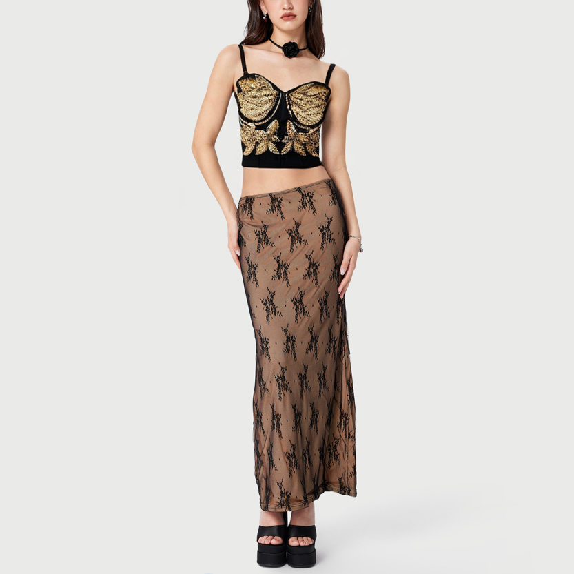 Diamond hand-beaded high-end bodysuit
