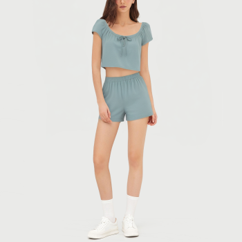 Summer women's casual solid color two piece suit