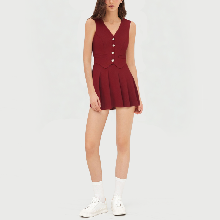 Sleeveless professional knit suit