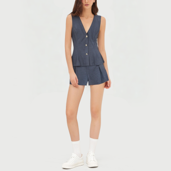 V-neck sleeveless short vest suit
