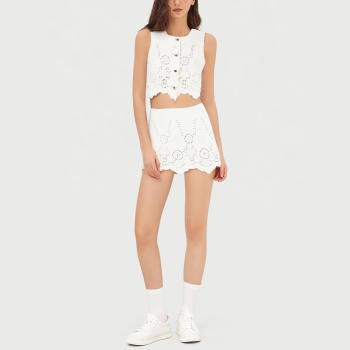 Openwork embroidered sailor sleeveless suit